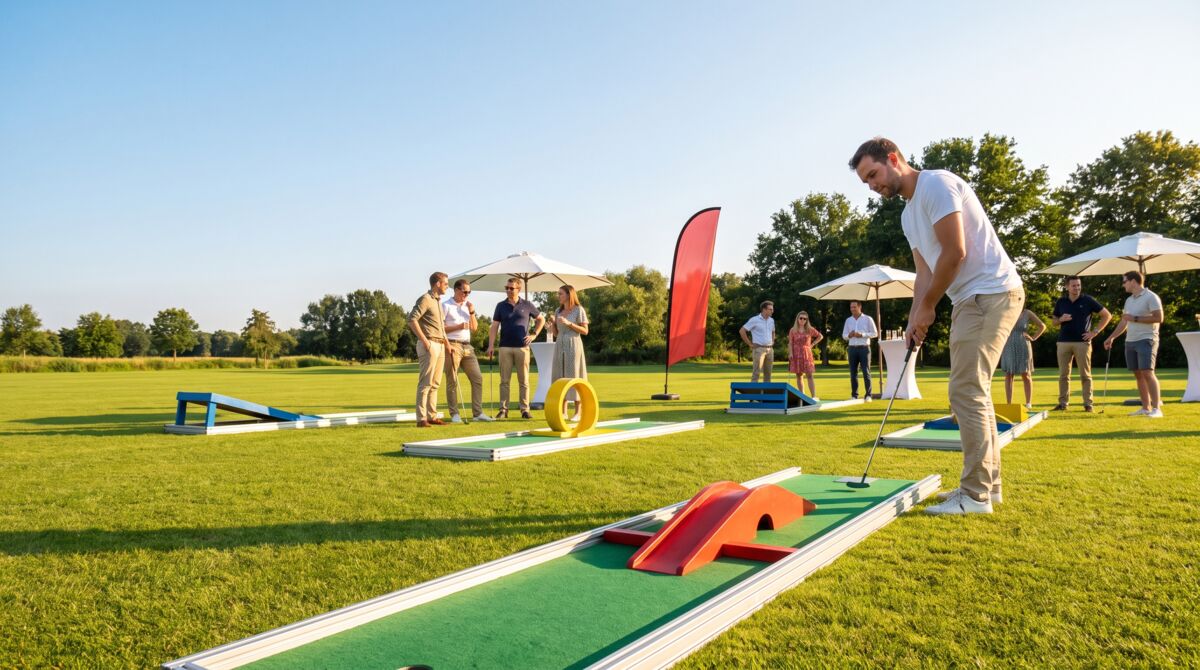 Minigolfbahnen auf einem Firmen-Sommerfest