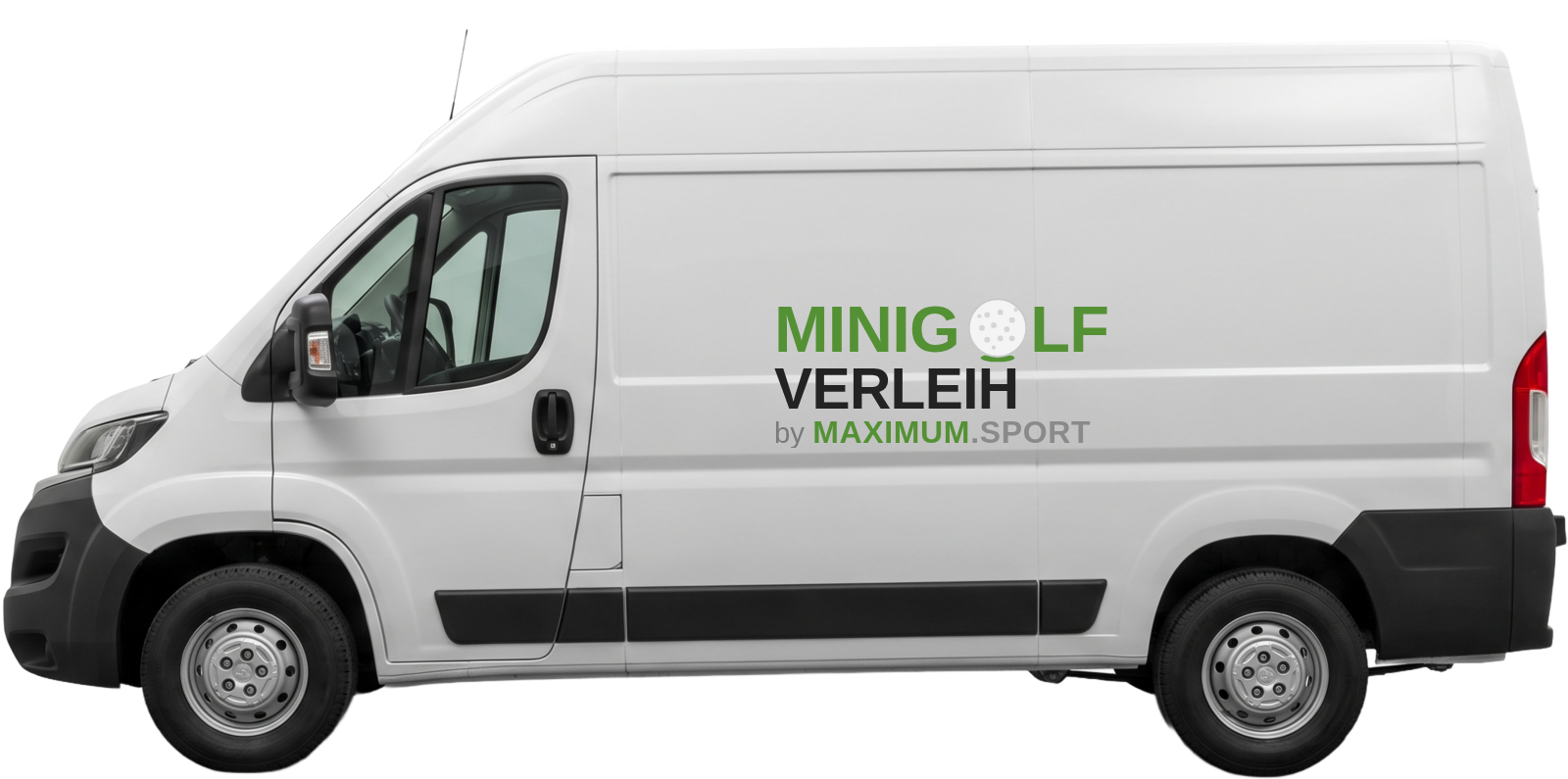 Transporter der Maximum Sport GmbH mit Minigolfanlage an Bord
